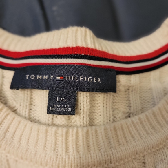 Tommy Hilfiger Womens Cable Knit Colorblock  Crewneck Sweater Size Large - Picture 4 of 7